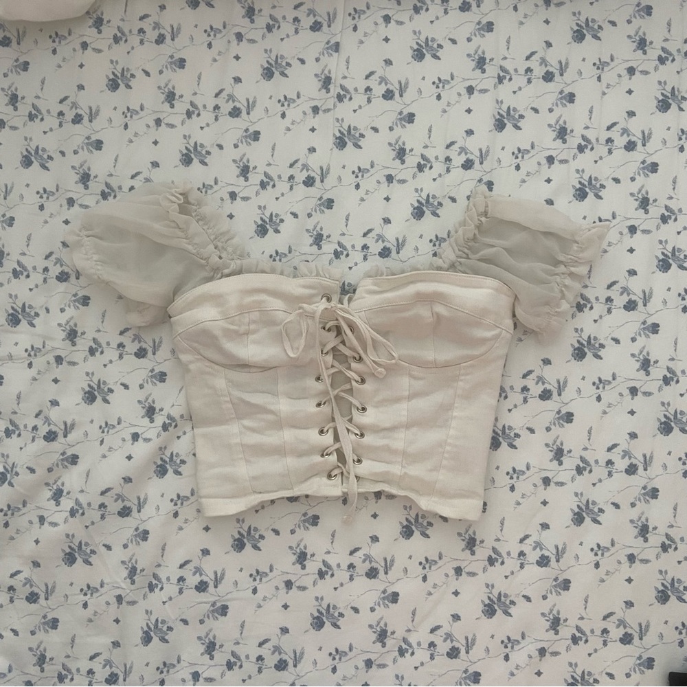 IAMGIA Lace Up Off the Shoulder Bustier Top
